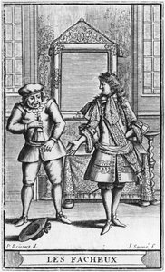Frontyspisowa ilustracja z „Les Facheux” Moliera, rytowana przez Jean Sauve (fl.1660-91) c.1661